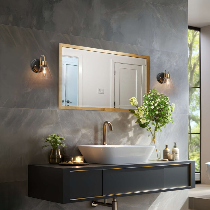 Amaduz 1-Light Black and Brass Wall Sconce