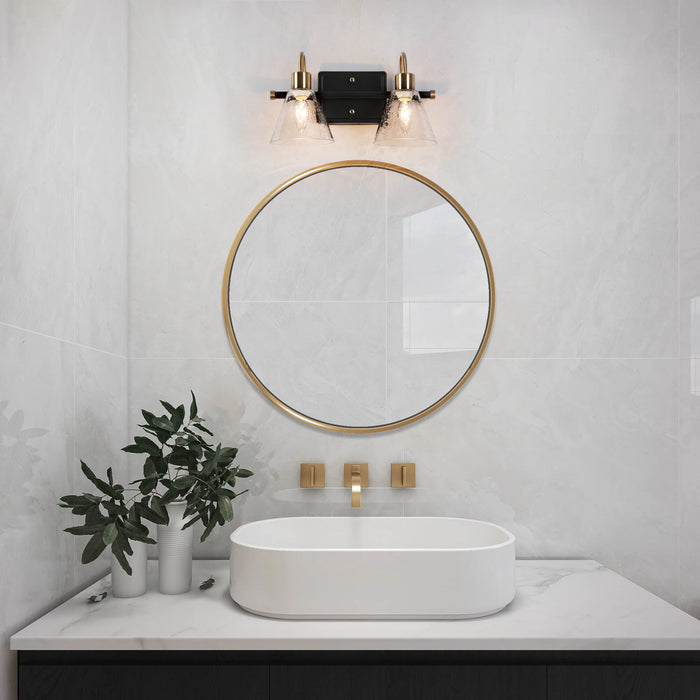 Amaduz 2-Light Black and Brass Bathroom Vanity Light