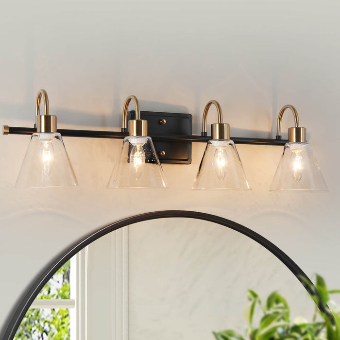 Amaduz 4-Light Black and Brass Bathroom Vanity Light