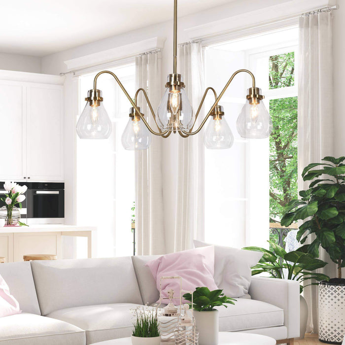 Thimbe 5-Light Brass Clear Glass Chandelier