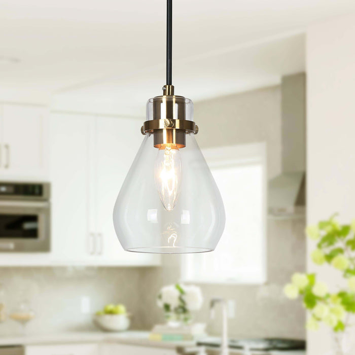 Thimbe 1-Light Brass Pendant Light