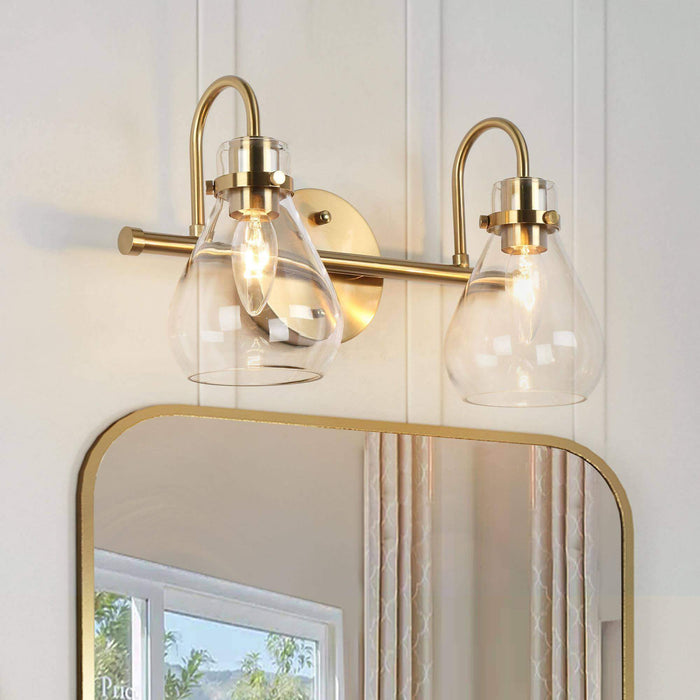 Thimbe 2-Light Brass Bathroom Vanity Light