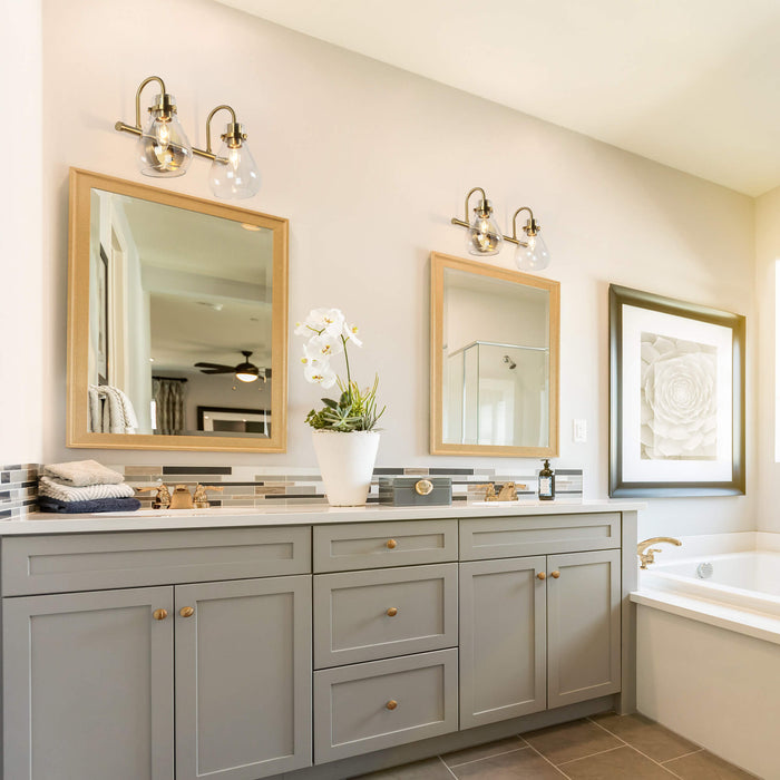 Thimbe 2-Light Brass Bathroom Vanity Light