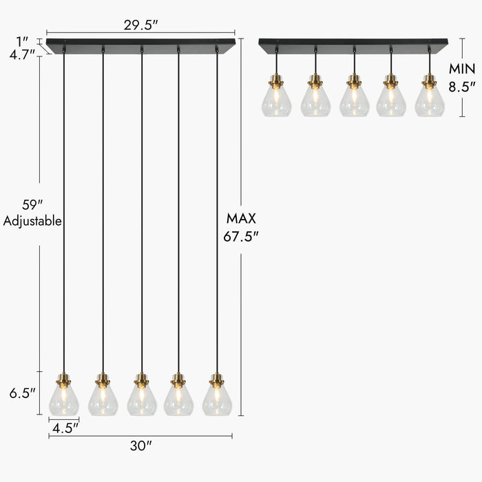 Thimbe 5-Light Black and Brass Island Lights