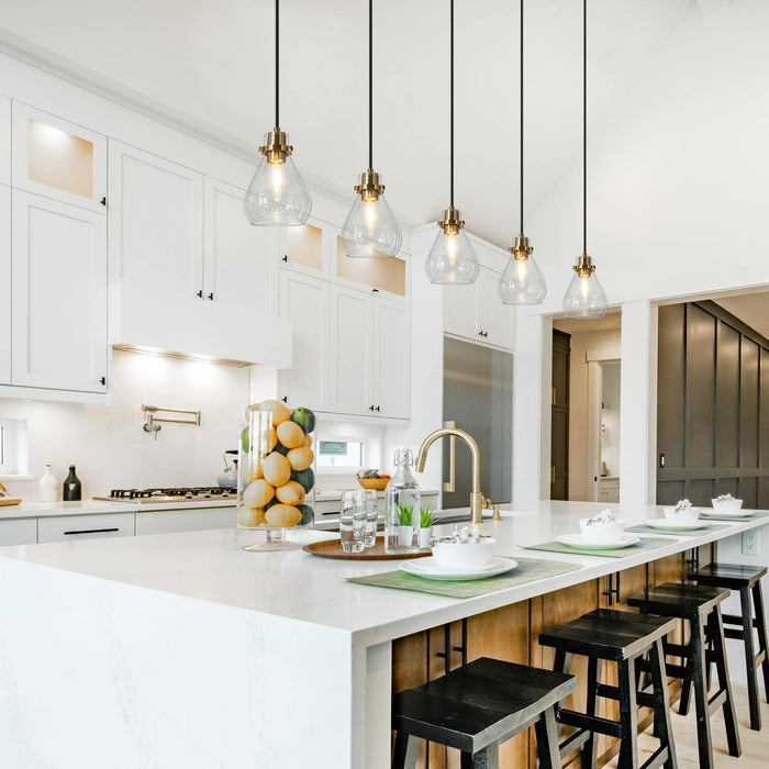Thimbe 5-Light Black and Brass Island Lights