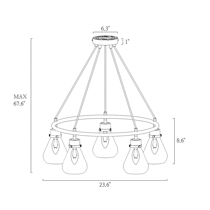 Thimbe 5-Light Brass Chandelier
