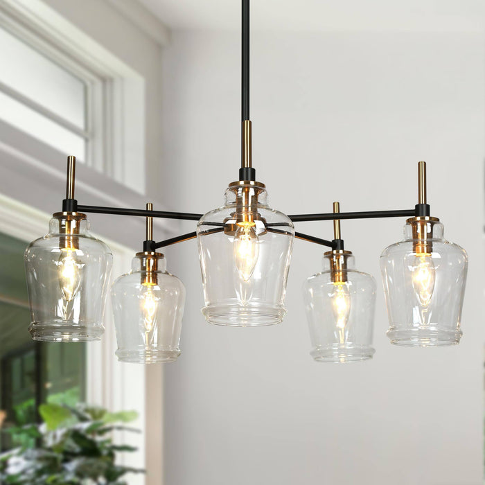 Grandia 5-Light Black and Brass Chandelier