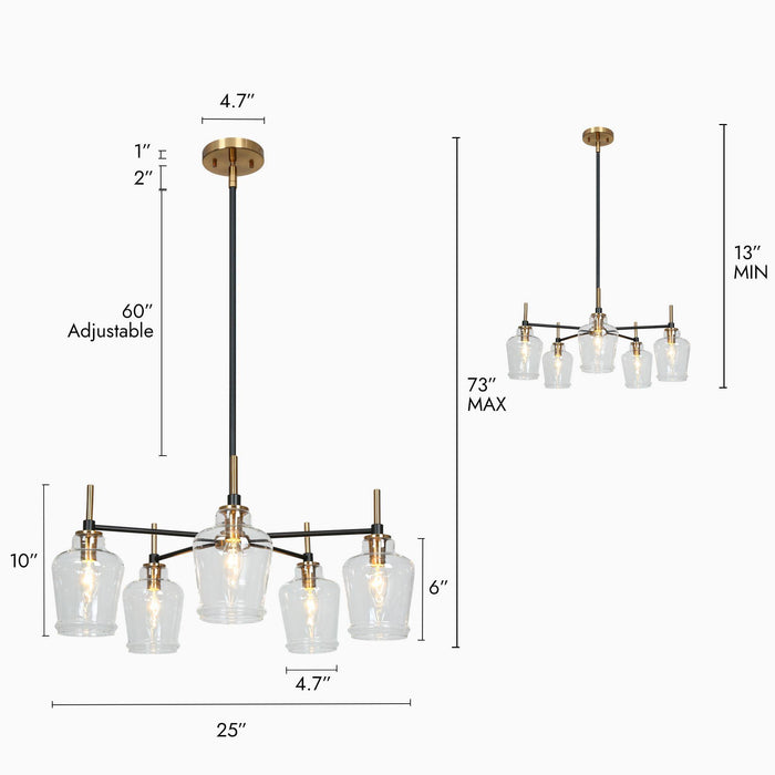 Grandia 5-Light Black and Brass Chandelier