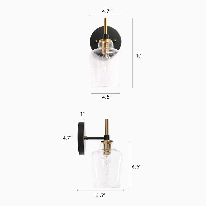 Grandia 1-Light Black and Brass Wall Sconce