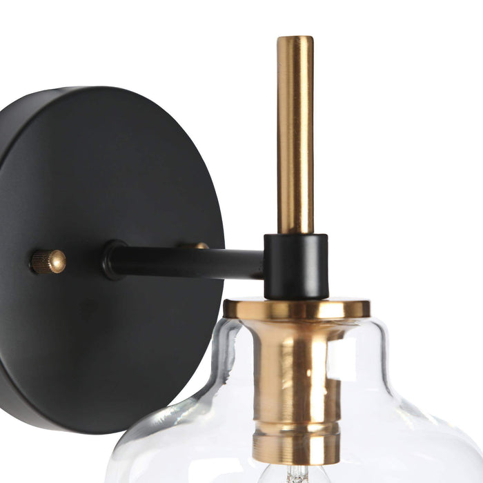 Grandia 1-Light Black and Brass Wall Sconce