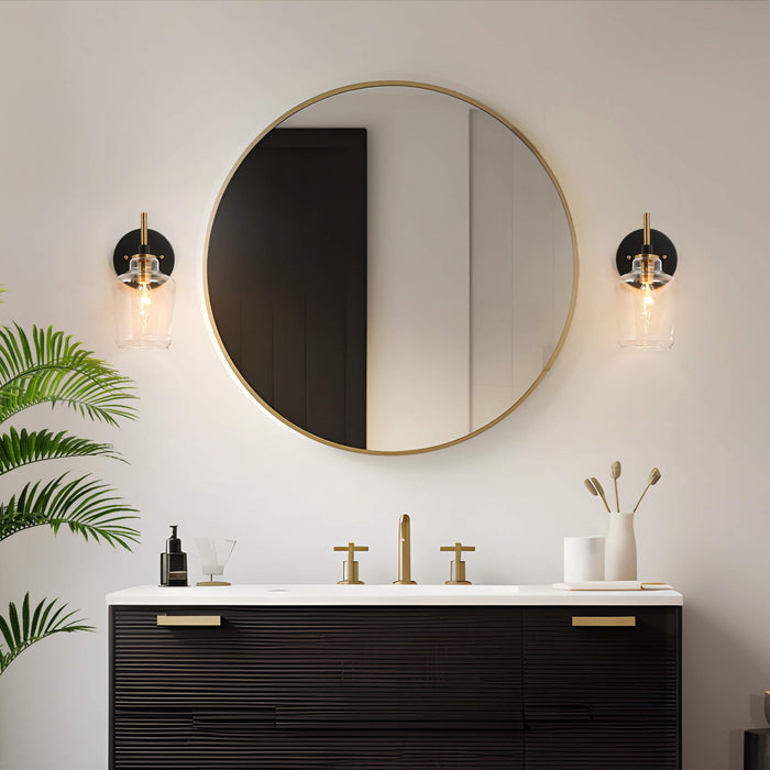 Grandia 1-Light Black and Brass Wall Sconce