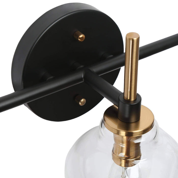 Grandia 3-Light Black and Brass Bathroom Vanity Light