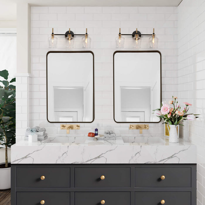 Grandia 3-Light Black and Brass Bathroom Vanity Light