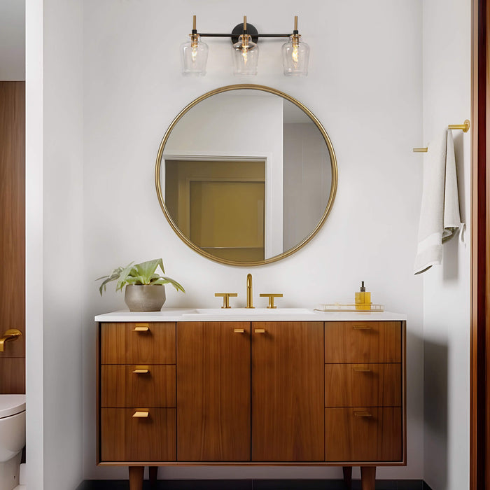 Grandia 3-Light Black and Brass Bathroom Vanity Light