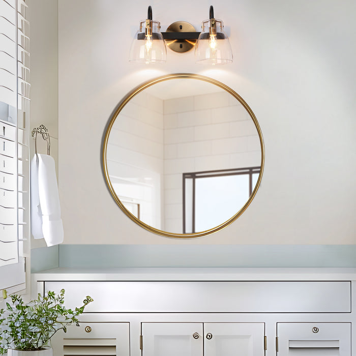 Faylinae 2-Light Black and Brass Bathroom Vanity Light