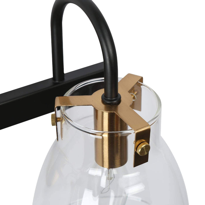 Faylinae 3-Light Black and Brass Bathroom Vanity Light