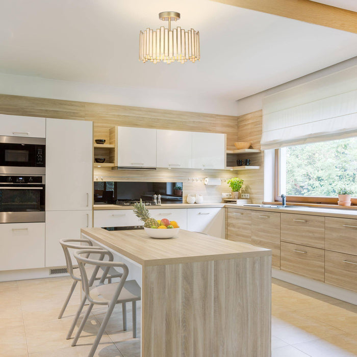 Hemaal 3-Light Gold Semi-Flush Mounts