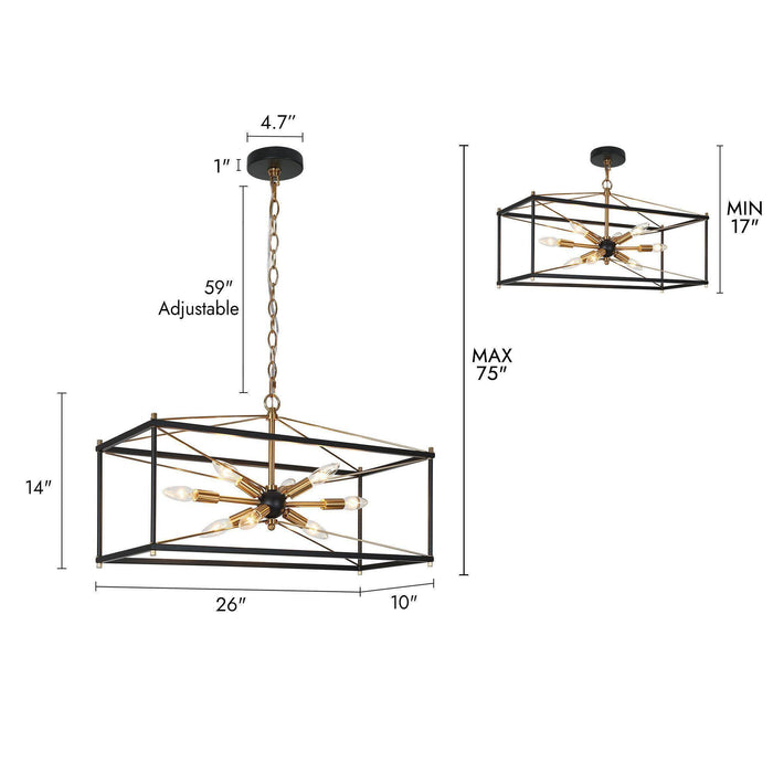 Nexorin 8-Light Black and Brass Chandelier