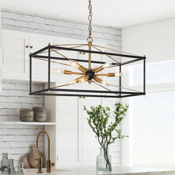 Nexorin 8-Light Black and Brass Chandelier