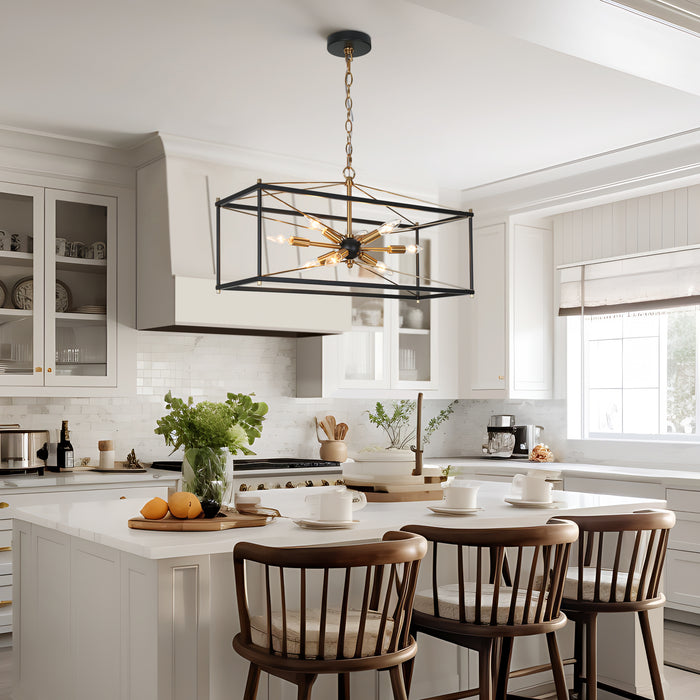 Nexorin 8-Light Black and Brass Chandelier