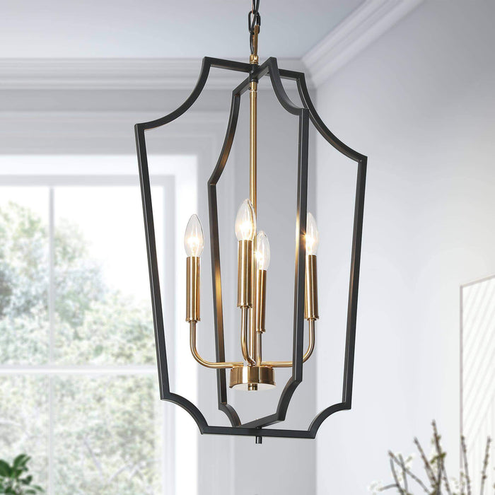 Vicuna 4-Light Black and Brass Chandelier