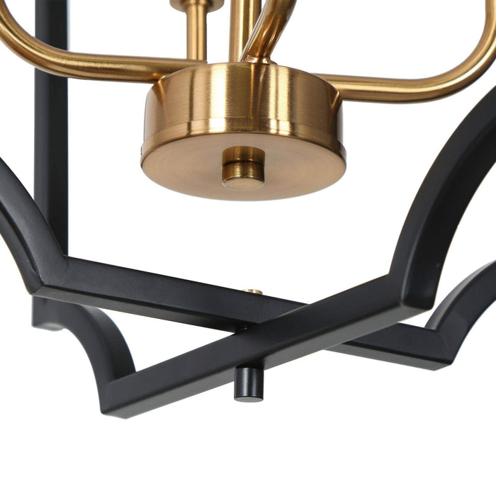Vicuna 4-Light Black and Brass Chandelier