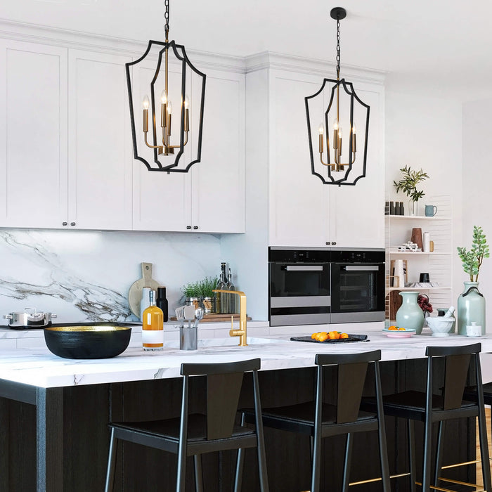 Vicuna 4-Light Black and Brass Chandelier