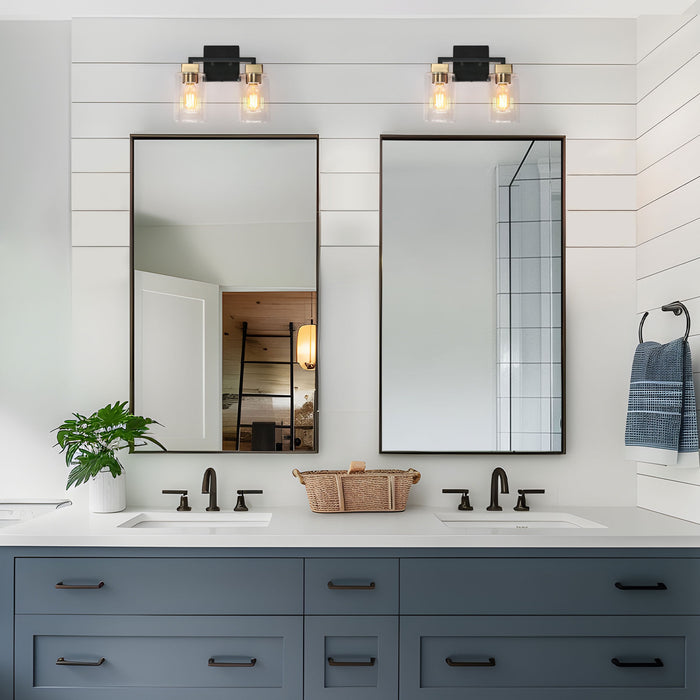 Drelith 2-Light Black and Brass Bathroom Vanity Light