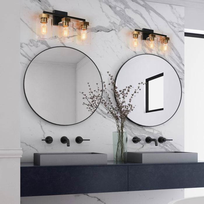 Drelith 3-Light Black and Brass Bathroom Vanity Light