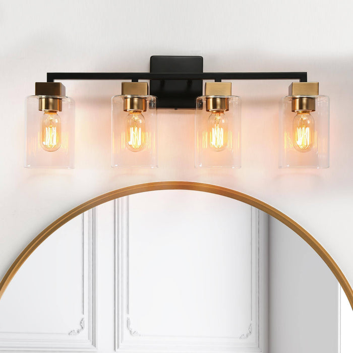 Drelith 4-Light Black and Brass Bathroom Vanity Light