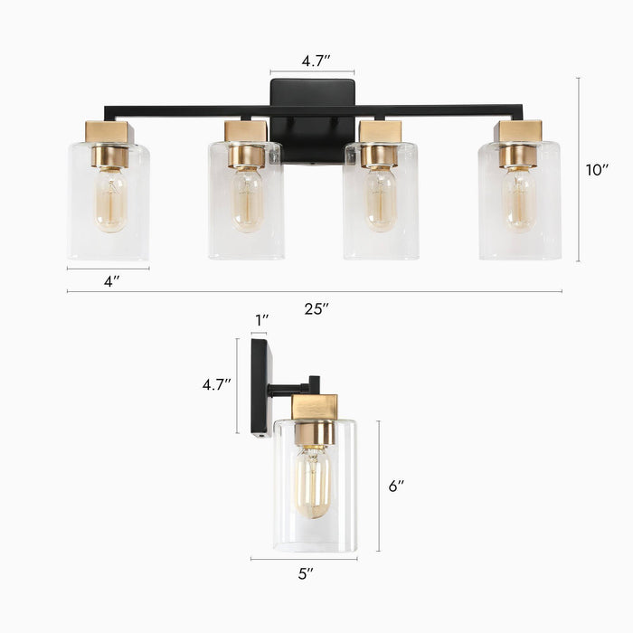 Drelith 4-Light Black and Brass Bathroom Vanity Light