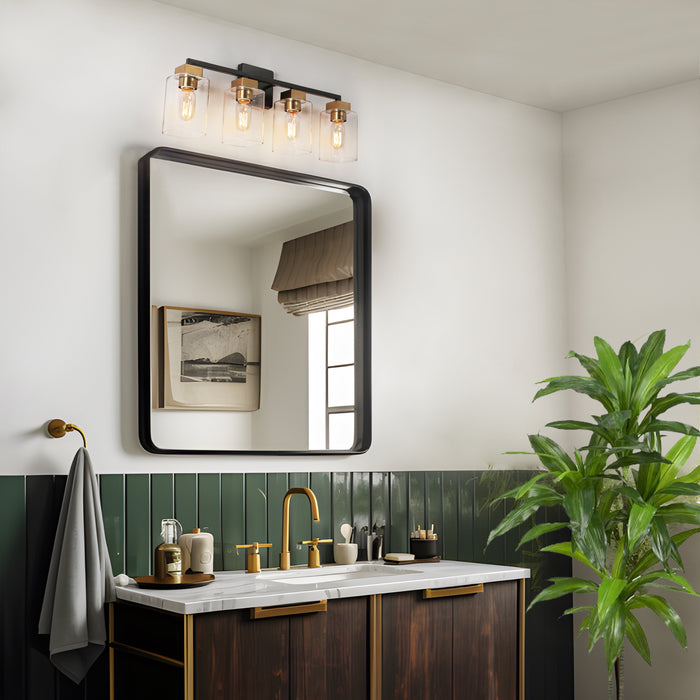 Drelith 4-Light Black and Brass Bathroom Vanity Light