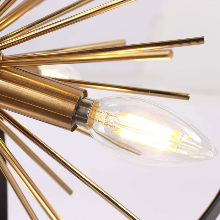 Lanmin 6-Light Black and Brass Semi-Flush Mount Light