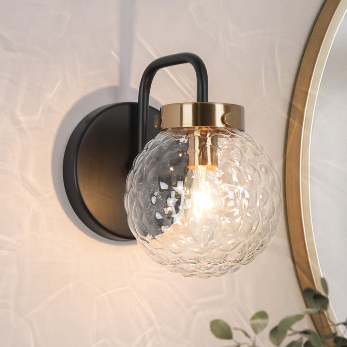 Astrid 1-Light Black and Brass Wall Sconce