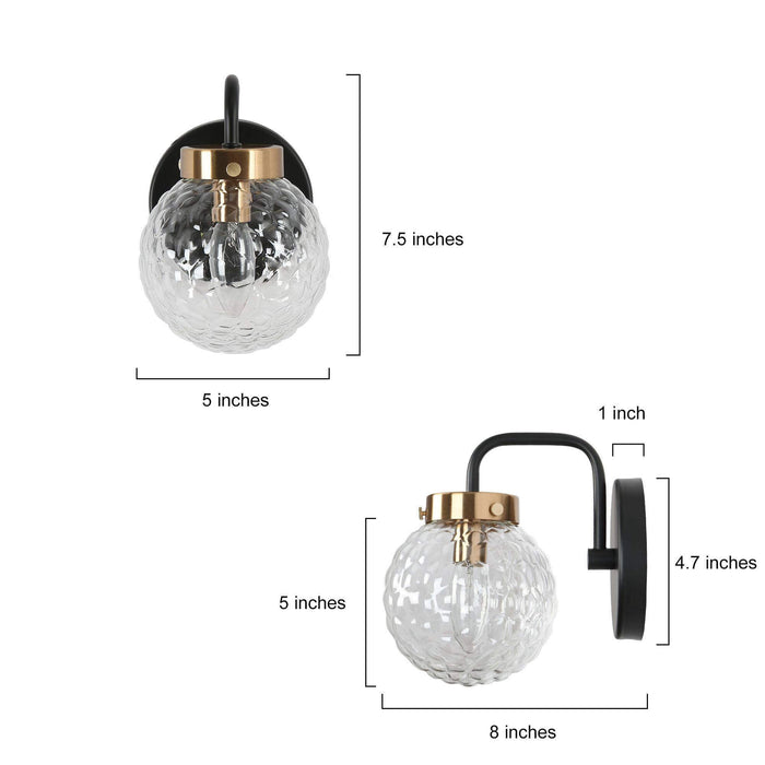 Astrid 1-Light Black and Brass Wall Sconce