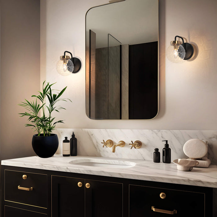 Astrid 1-Light Black and Brass Wall Sconce
