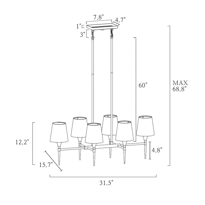 Sanant 6-Light Black and Brass Island Light
