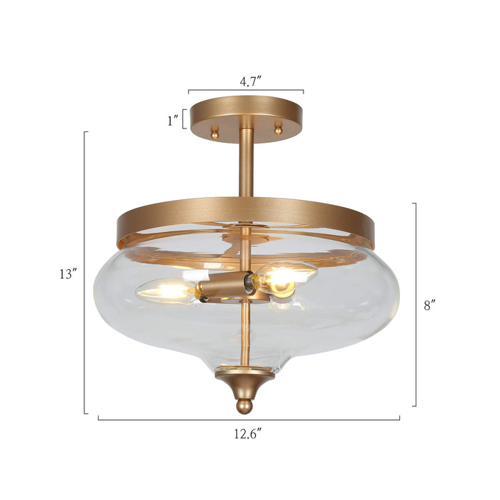 Loravine 3-Light Gold Semi-Flush Mount