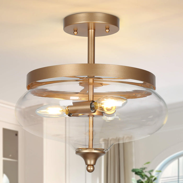 Loravine 3-Light Gold Semi-Flush Mount