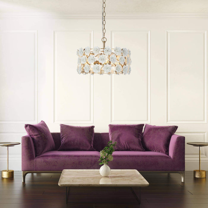Arilen 3-Light Gold Ceramic Drum Chandelier
