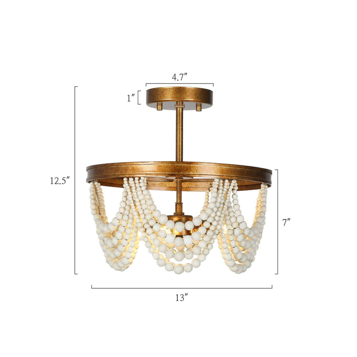Amara 3-Light Gold Semi-Flush Mount Light