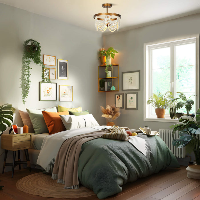 Amara 3-Light Gold Semi-Flush Mount Light