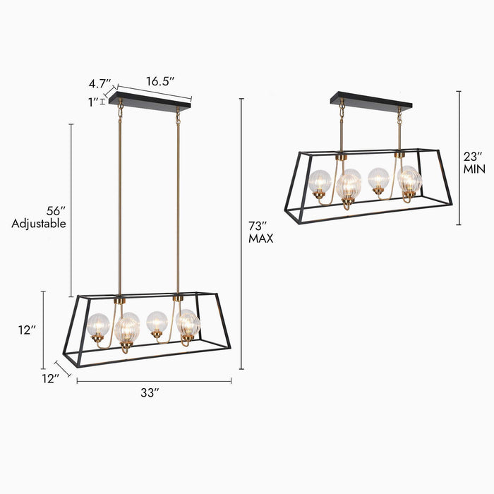 Arosia 6-Light Black and Brass Island Light