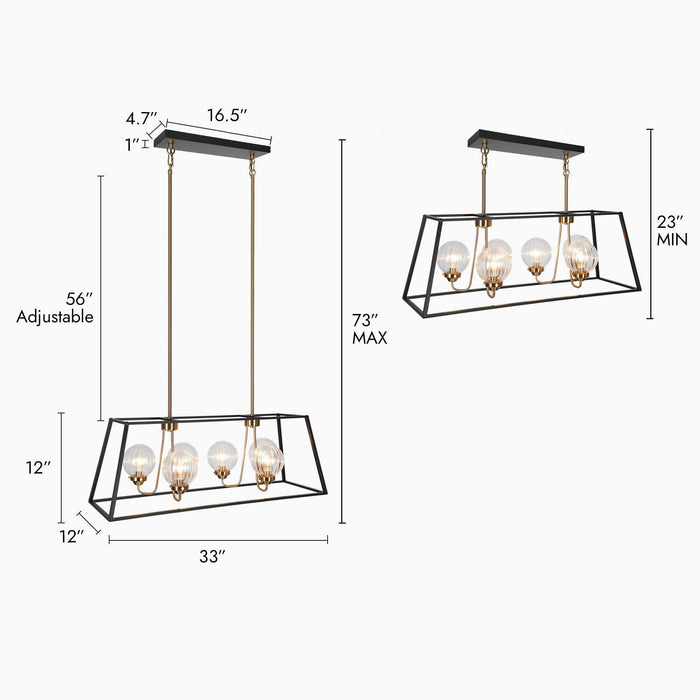 Arosia 6-Light Black and Brass Island Lights