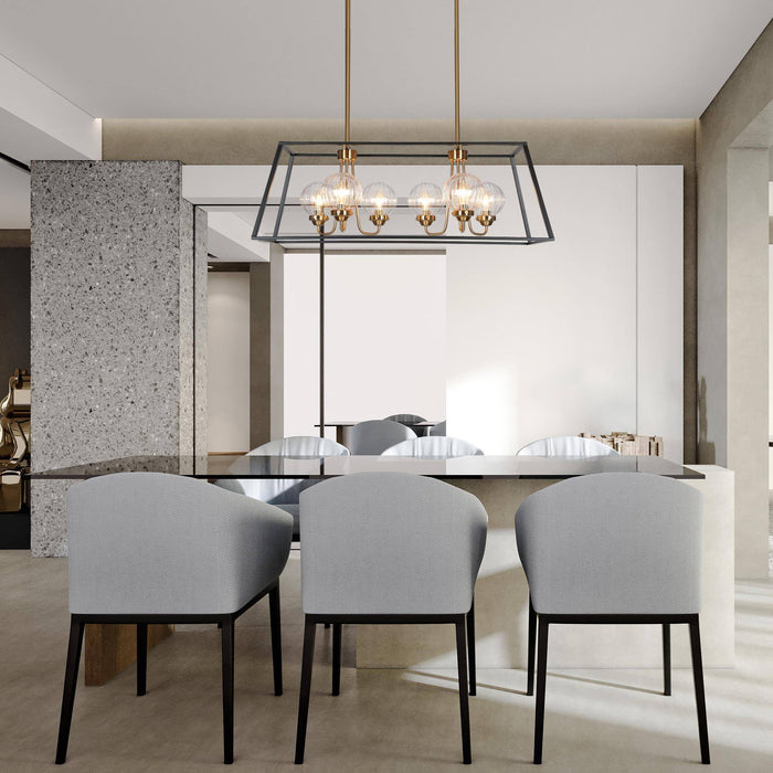 Arosia 6-Light Black and Brass Island Lights
