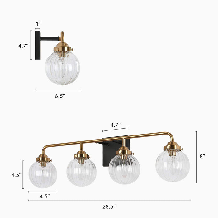 Arosia 4-Light Black and Brass Bathroom Vanity Light
