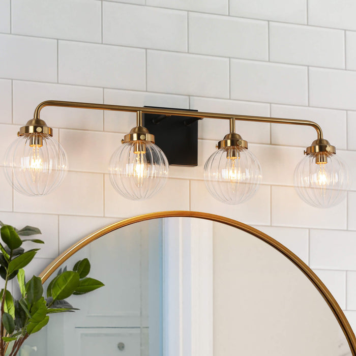Arosia 4-Light Black and Brass Bathroom Vanity Light