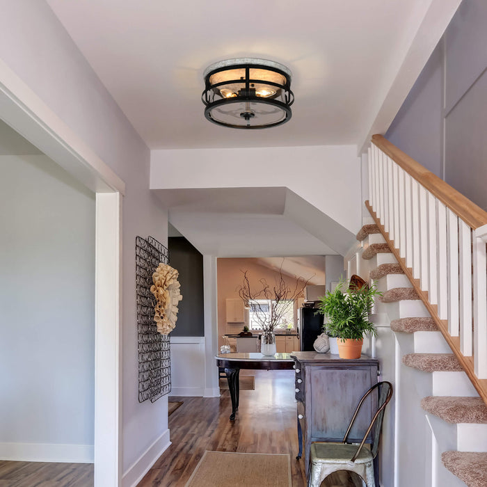 Ajelea 3-Light Black Flush Mount Light