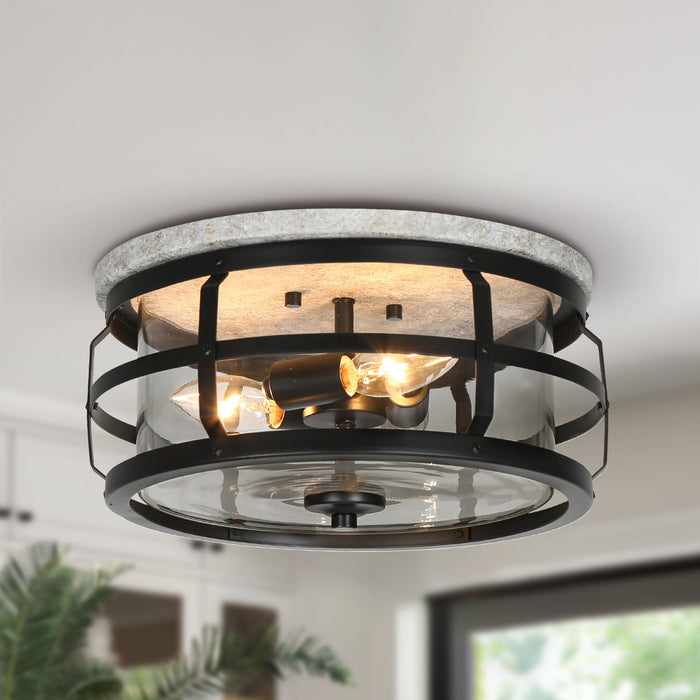 Ajelea 3-Light Black Flush Mount Light