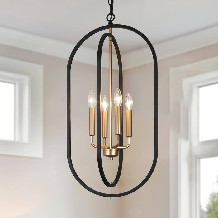 Frusena 4-Light Black and Gold Chandelier